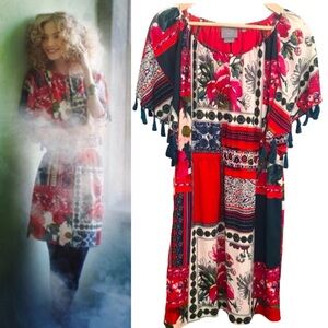 Anthropologie Vanessa Virginia Persian Patchwork Tassel Dress